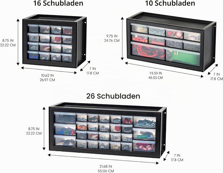 IRIS USA Schrauben-Organizer, Hardware-Aufbewahrung, Organizer, 16 Schubladen-Schrank, Kunststoff-Sc