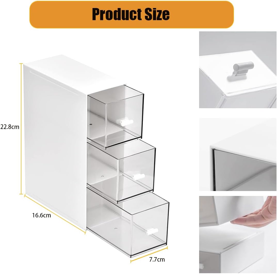 Teebox mit 3 Schubladen, Stapelbar tee organizer, Kunststoff Teeboxen für Teebeutel, Aufbewahrungsbo