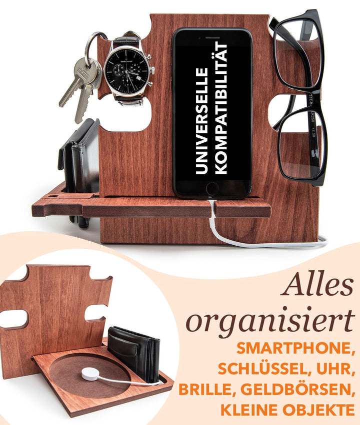 Personalized Gift for Him, Engraved Docking Station, Christmas Gift for Men - Smartphone Stand, Wood