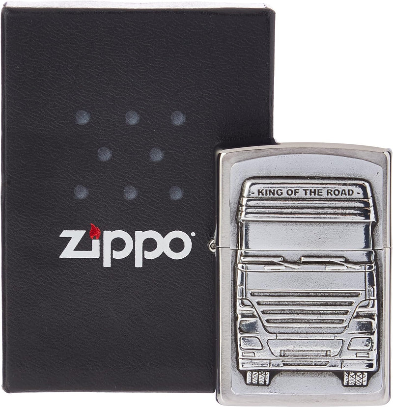 Zippo Feuerzeug 1300176 King of The Road Emblem Benzinfeuerzeug, Messing, King Of The Road