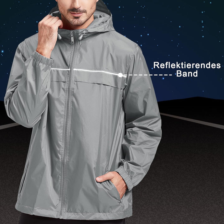 igeekwell Regenjacke Herren Wasserdicht Atmungsaktiv Fahrrad Regenbekleidung Regenanzug Outdoor Refl