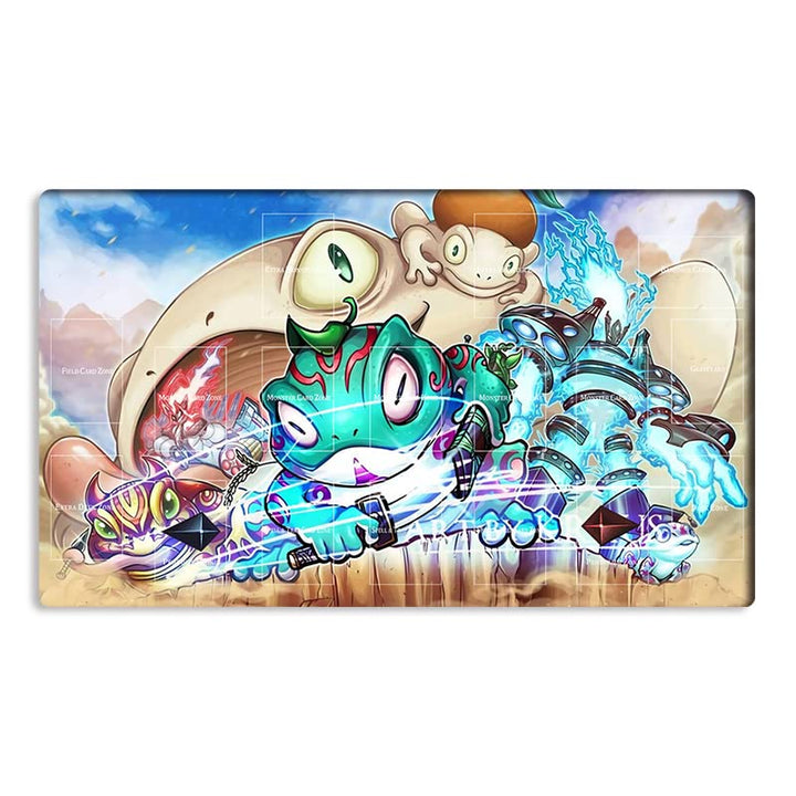 Mlikemat Spielmatte Spright X Frogs TCG CCG OCG Sammelkartenspielmatte mit Zonen + gratis Tasche (ZD