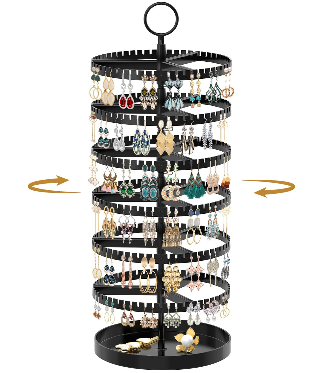 6-Tier-drehender Ohrring-Halter-Organizer-Ständer-justierbarer Kunststoff-Display-Baum mit Metalltab