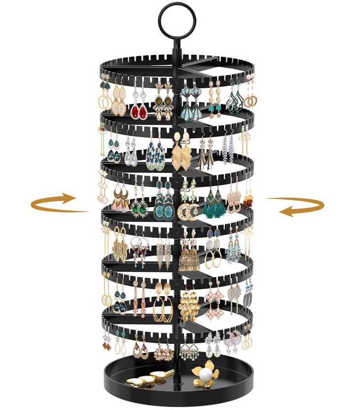 6-Tier-drehender Ohrring-Halter-Organizer-Ständer-justierbarer Kunststoff-Display-Baum mit Metalltab