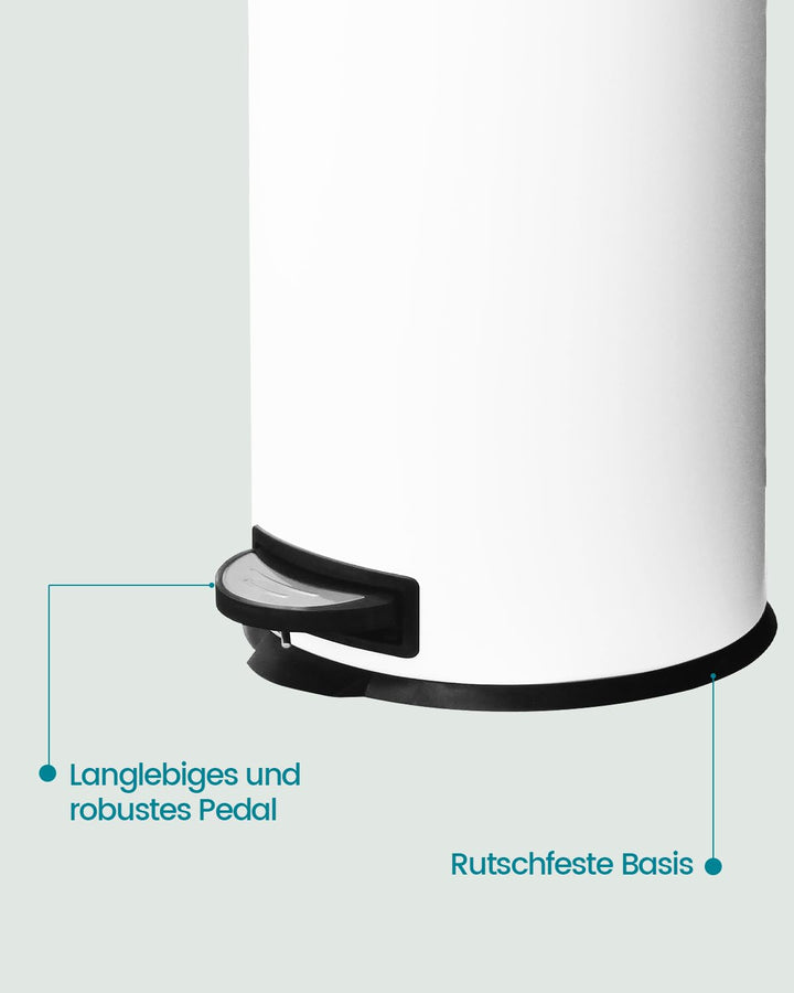 Mülleimer 30 L Treteimer mit Softclose-Deckel, Abfalleimer 30 Liter mit Fusspedal, Rund Mülleimer mi