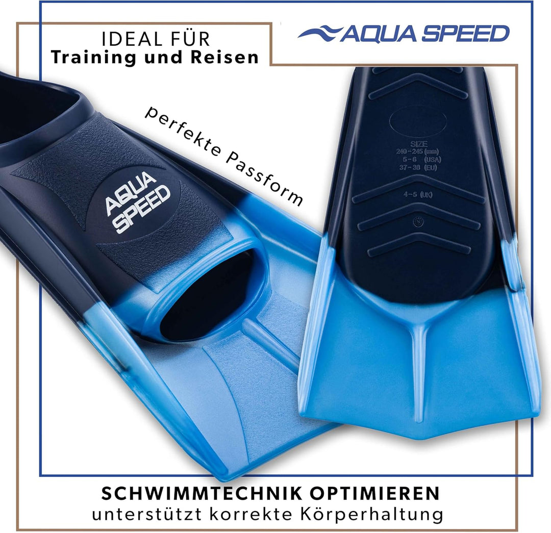 Aqua Speed Kurze Schwimmflossen für Erwachsene und Kinder I HIGH TECH | weiche Trainingsflossen I le