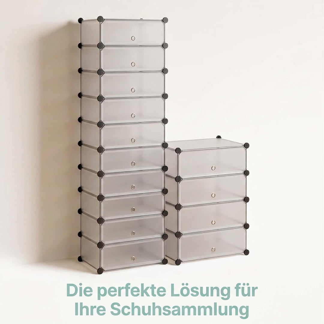 Relaxdays Schuhregal 10 Ebenen, Schuhschrank gross, Steckregal platzsparend, Regal DIY, HBT 176 x 49