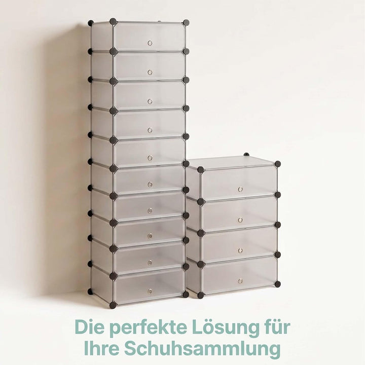 Relaxdays Schuhregal 10 Ebenen, Schuhschrank gross, Steckregal platzsparend, Regal DIY, HBT 176 x 49