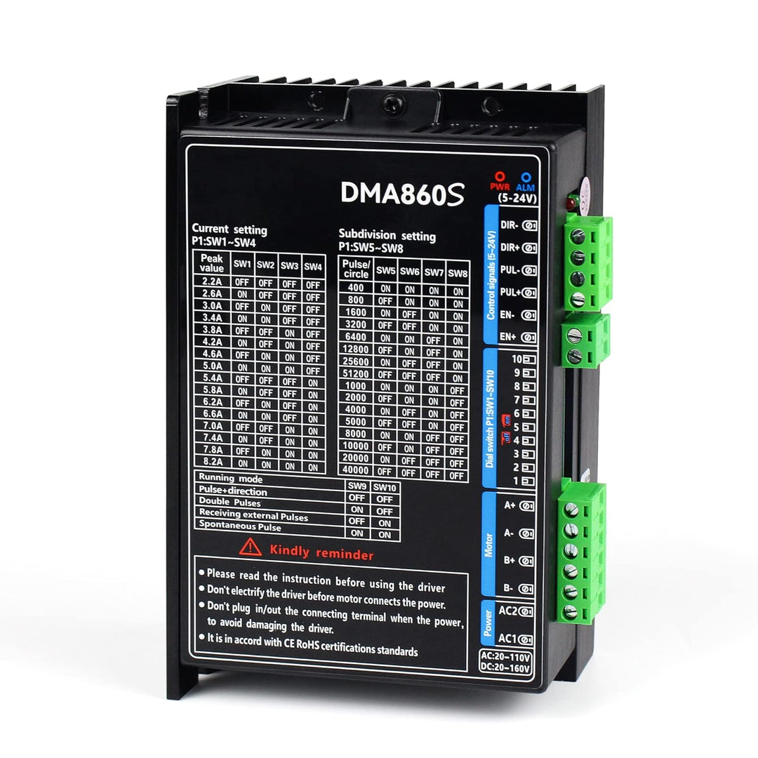 RATTMMOTOR Schrittmotortreiber DMA860S,Digitaler Schrittmotor Treiber,8,2A,18-160V DC,256 Microstep,