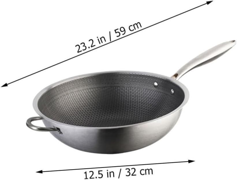 MAGICLULU Edelstahl Wokpfanne 32cm Mit Doppeltem Griff Wabenstruktur Induktionsgeeignet Für Gas Und