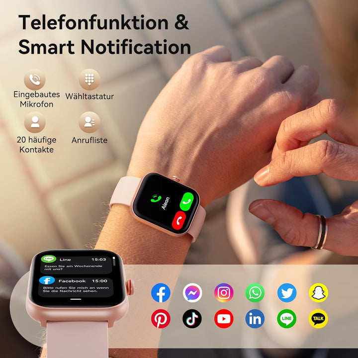 Smartwatch Herren Damen mit Telefonfunktion Alexa Integriert -Fitnessuhr 110+ Sportmodi &IP68-1,91"