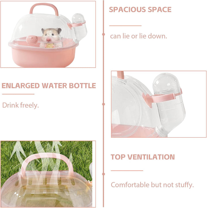 Hamster Transportbox mit Wasserflasche, Tragbarer Hamster mit bequemer Griff, 20 L x 18 B x 19 H cm,