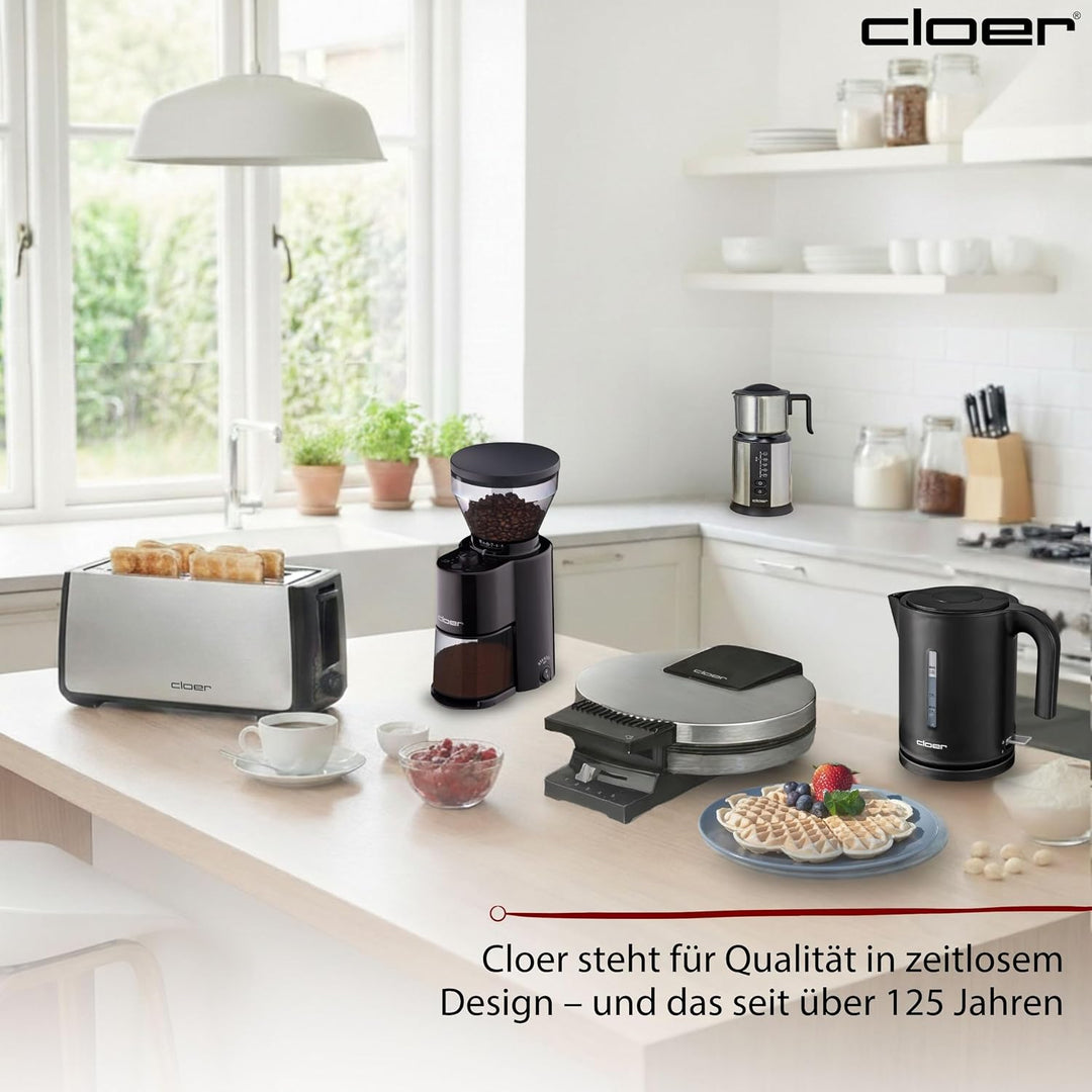 Cloer 4120 Wasserkocher, 2200 W, grosse Wasserstandsanzeige, Trockengeh- und Überhitzungsschutz, 1,2