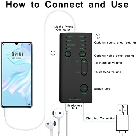 Tragbarer Voice Changer, 4 Sound Effects Phone Voice Changer Device Voice Disguiser, Soundeffektmasc