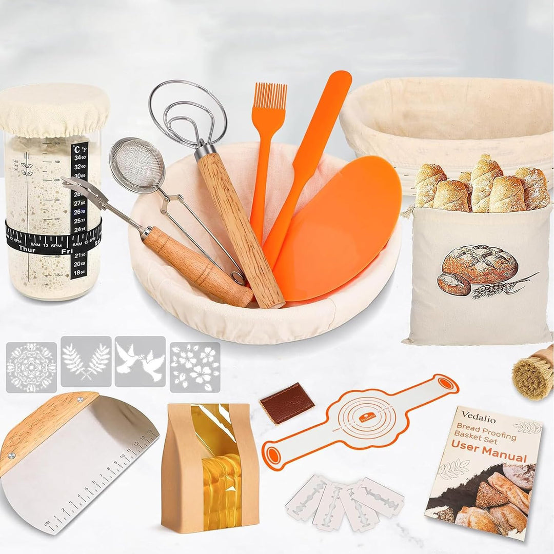 20 Stück Gärkörbchen Für Sauerteig Starter Set | 25 cm &amp; 23 cm Proofing Basket Bread Baking with Sou