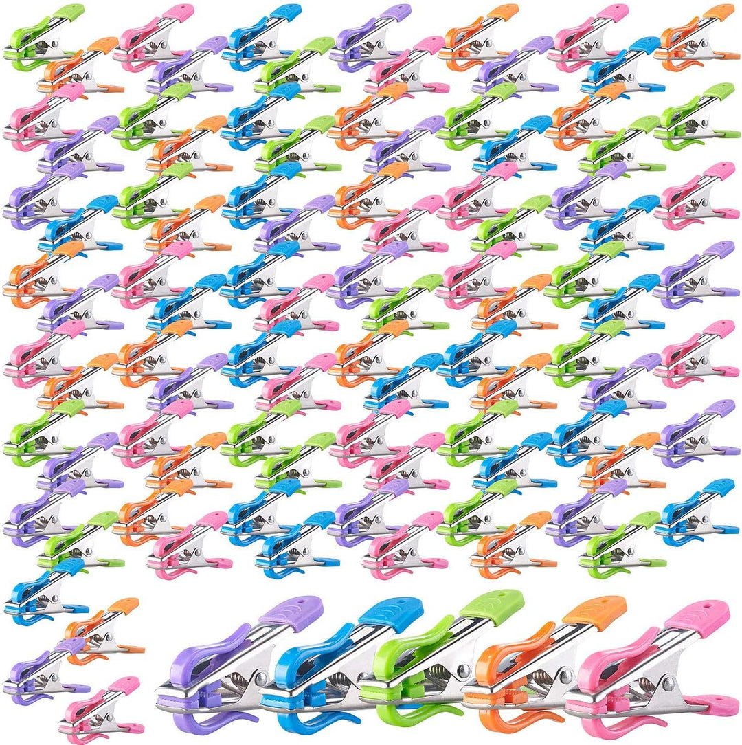 PEARL Wäscheclips: Soft-Grip-Wäscheklammern mit Doppel-Kleiderhaken, 100 Stück, 5 Farben (Kleiderkla