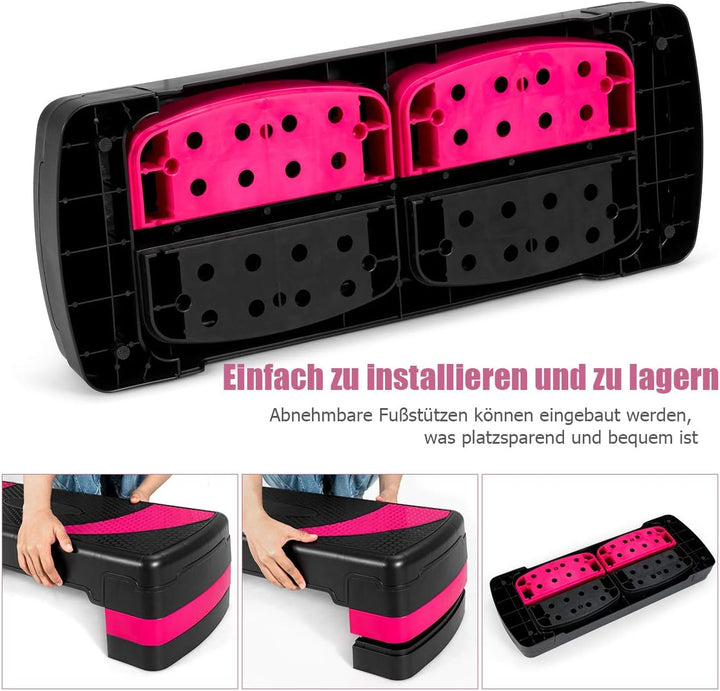 GOPLUS Höhenverstellbarer Stepper, Step-Bench mit 3 Stufen (10/15/20cm), Steppbrett für Aerobic und
