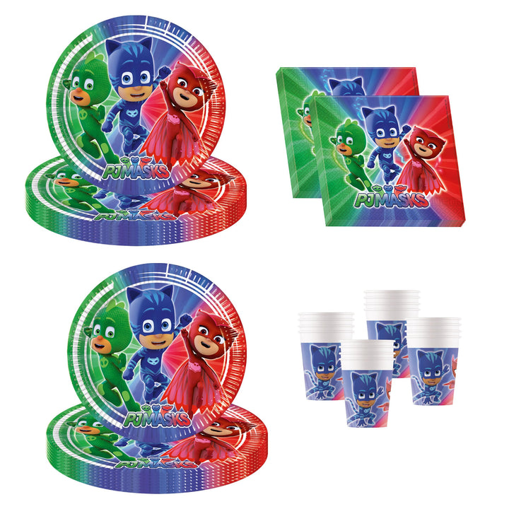 Procos DY10273868 - PJ Masks Party Set Small, Teller, Becher und Servietten, Tischdeko, Geburtstagsd