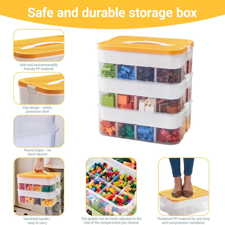 Aufbewahrungsbox Bausteine Aufbewahrungsbox mit Deckel,Kunststoff Sortierboxen Spielzeug Transparent