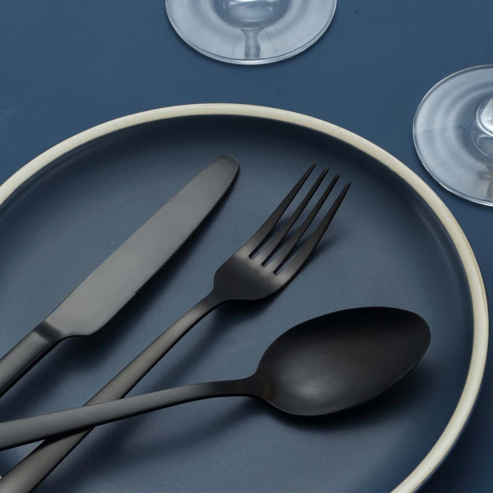 Besteck Set 12 personen, Hunnycook 60-teilig Besteck Schwarz mit Gabeln Löffel Messer, Edelstahl Sch