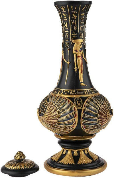 lachineuse - Ägyptische Vase, Göttin Isis 33 cm – Dekorative Vase Schwarz & Gold – Dekoration für de