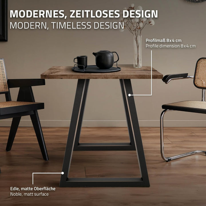 ECD Germany 2X Tischbeine Trapez Design, 60 x 72 cm, Anthrazit, pulverbeschichtete Stahl, Industried