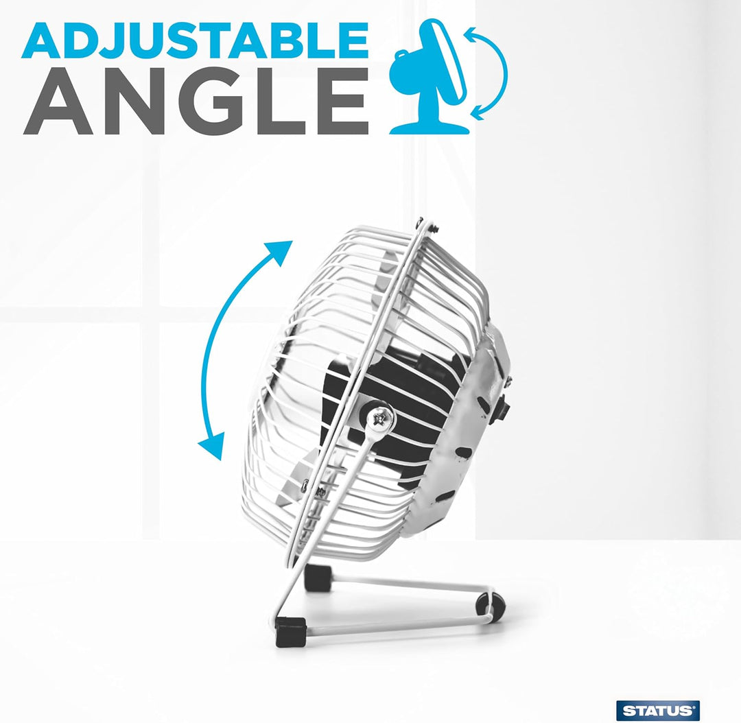 Status SUSBWHWFAN1PKB4 Mini-Schreibtischventilator, Metall, Weiss A Weiss A 10,2 cm, Weiß A 10,