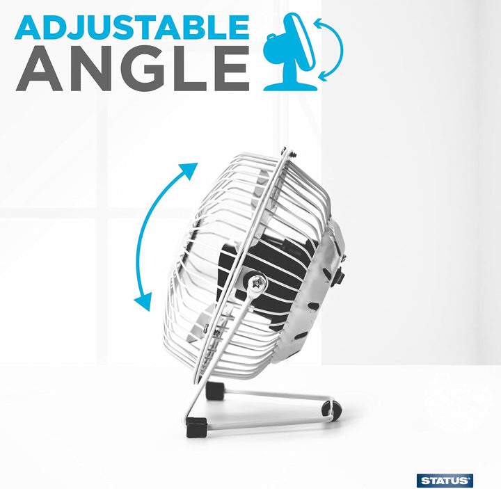 Status SUSBWHWFAN1PKB4 Mini-Schreibtischventilator, Metall, Weiss A Weiss A 10,2 cm, Weiß A 10,