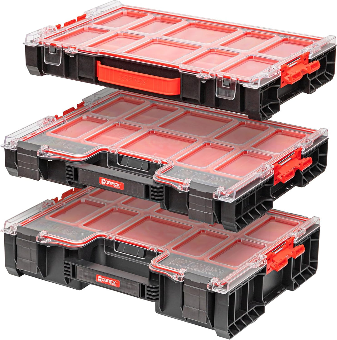 Qbrick System Werkzeugkoffer Werkzeugkasten Leer Werkzeugkiste PRO Organizer 200 Schwarz Rot 452 x 3