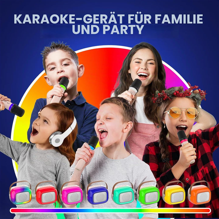 GUYUCOM Karaoke Machine mit 2 Kabellose Mini Mikrofon für Kinder und Erwachsene, Tragbaren Bluetooth