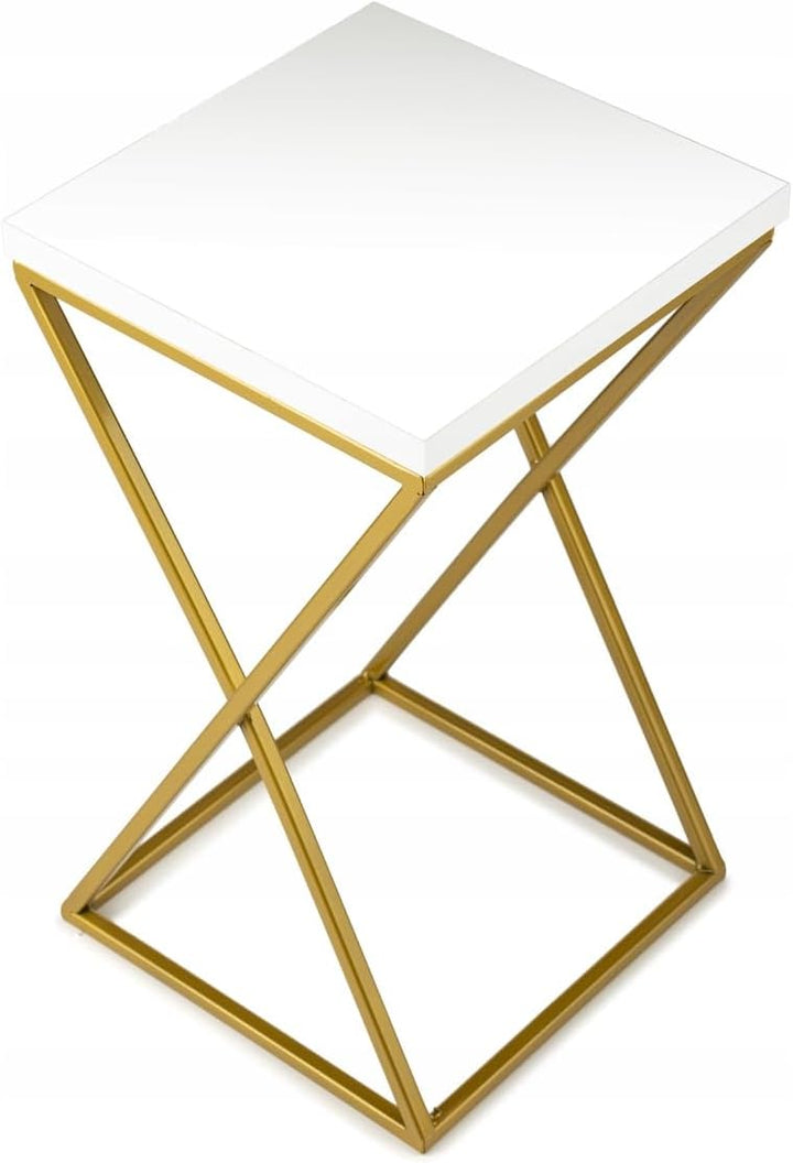 HowHomely Pflanzenständer Metall 40 cm Hoch - Stabiler und Fester Blumenhocker mit Weiss MDF-Platte