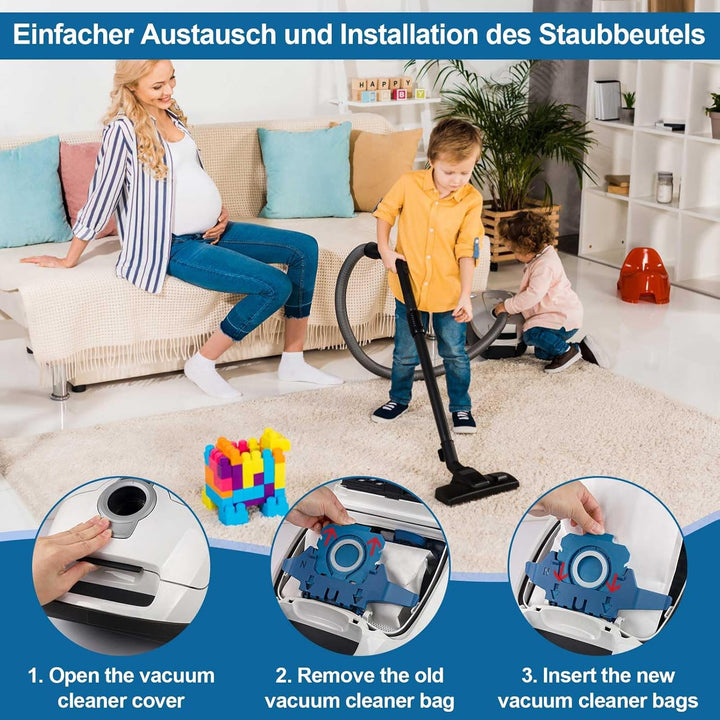 8 Stück 3D Staubsaugerbeutel Filtern Kompatibel mit Miele HyClean GN Staubsauger für Classic C1 Comp
