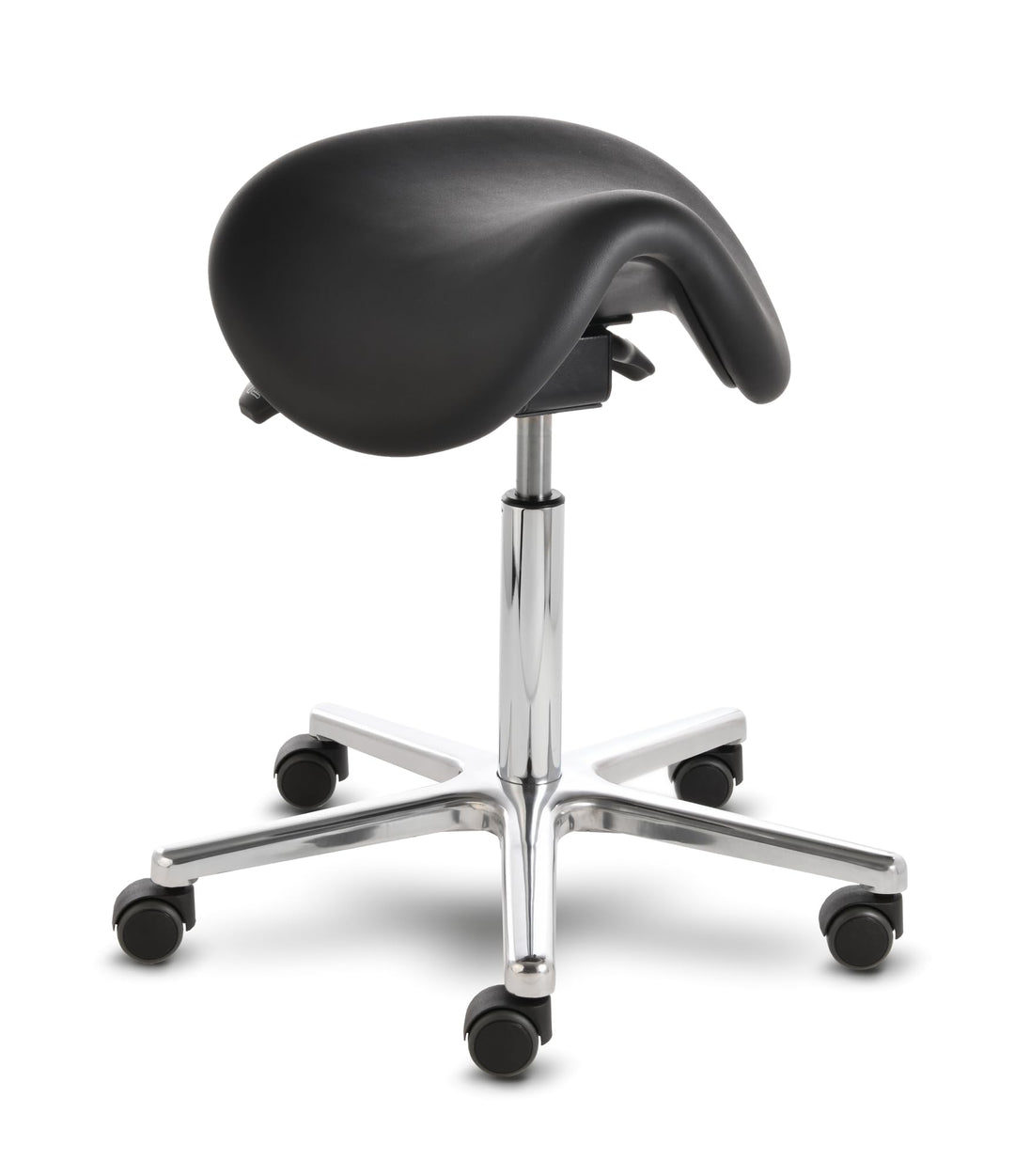 Sattelhocker docy® dent 4616, Sitzhöhe ca. 55 - 75 cm, mit Sitzneigeverstellung, Rollen/Bodengleiter