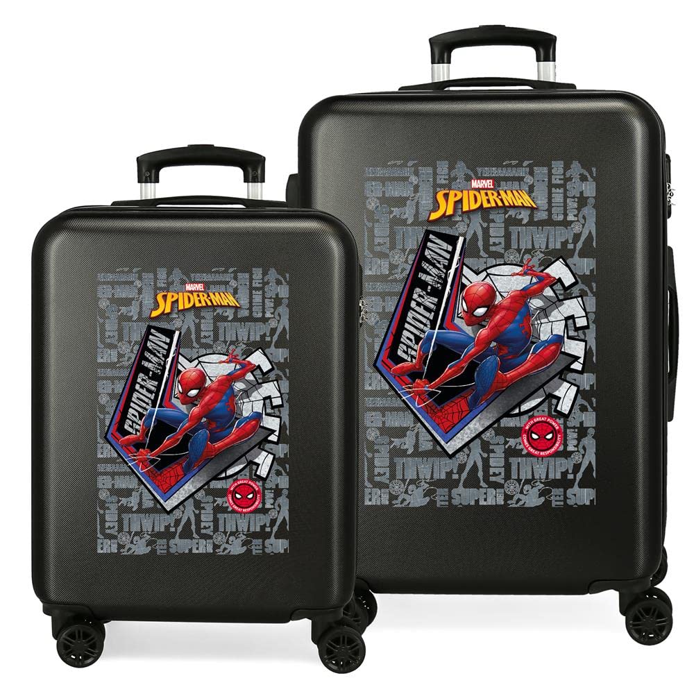 Marvel Great Power Koffer-Set, 48 x 68 x 26 cm Koffer stellen Schwarz, Koffer stellen Schwarz