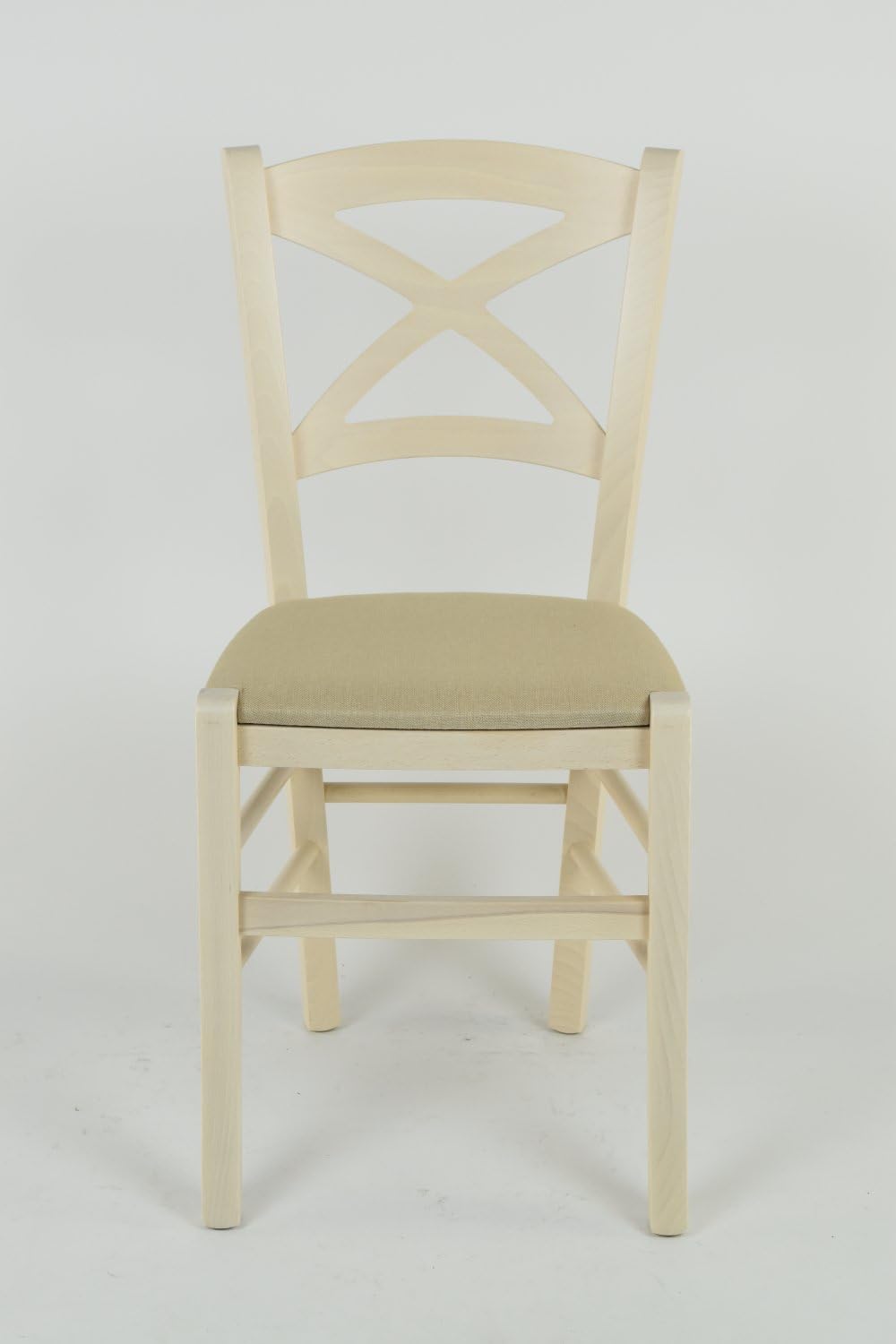 TM C S Tommychairs Klassischer Cross Stuhl für Küche, Bar, Esszimmer, mit Gestell aus Buchenholz lac