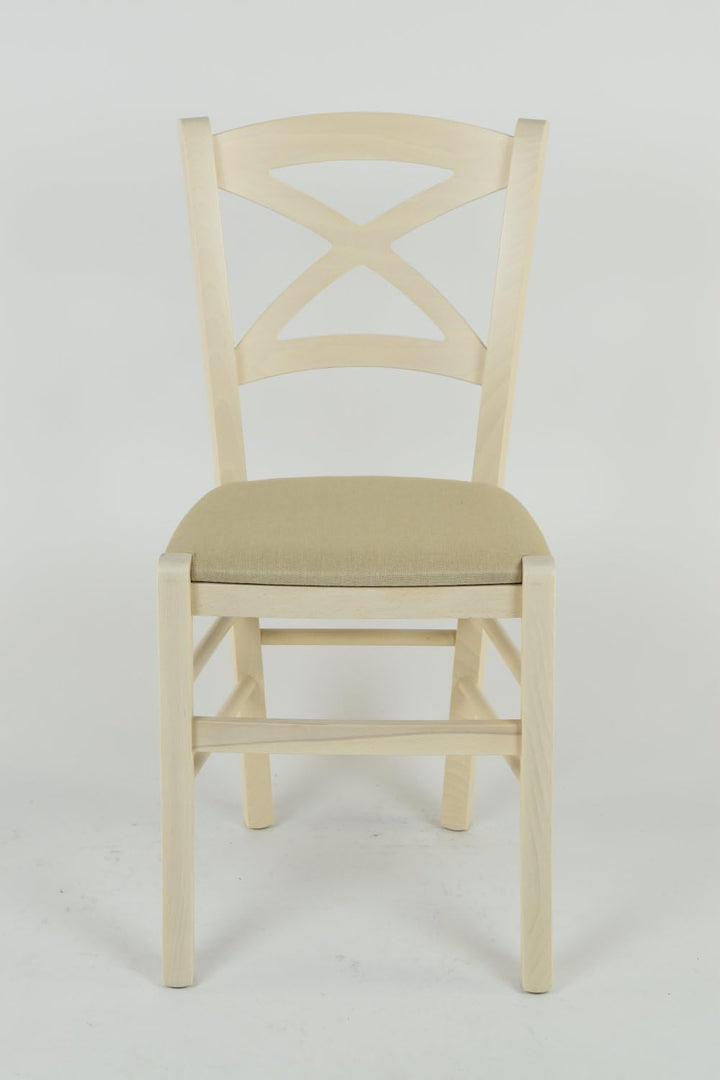 TM C S Tommychairs Klassischer Cross Stuhl für Küche, Bar, Esszimmer, mit Gestell aus Buchenholz lac