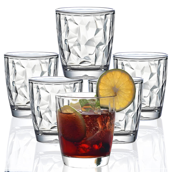 VEILEDGEM [aussehen wie Glas] 300 ml Set mit 6 Kunststoff-Trinkgläsern, spülmaschinenfest, BPA-frei,