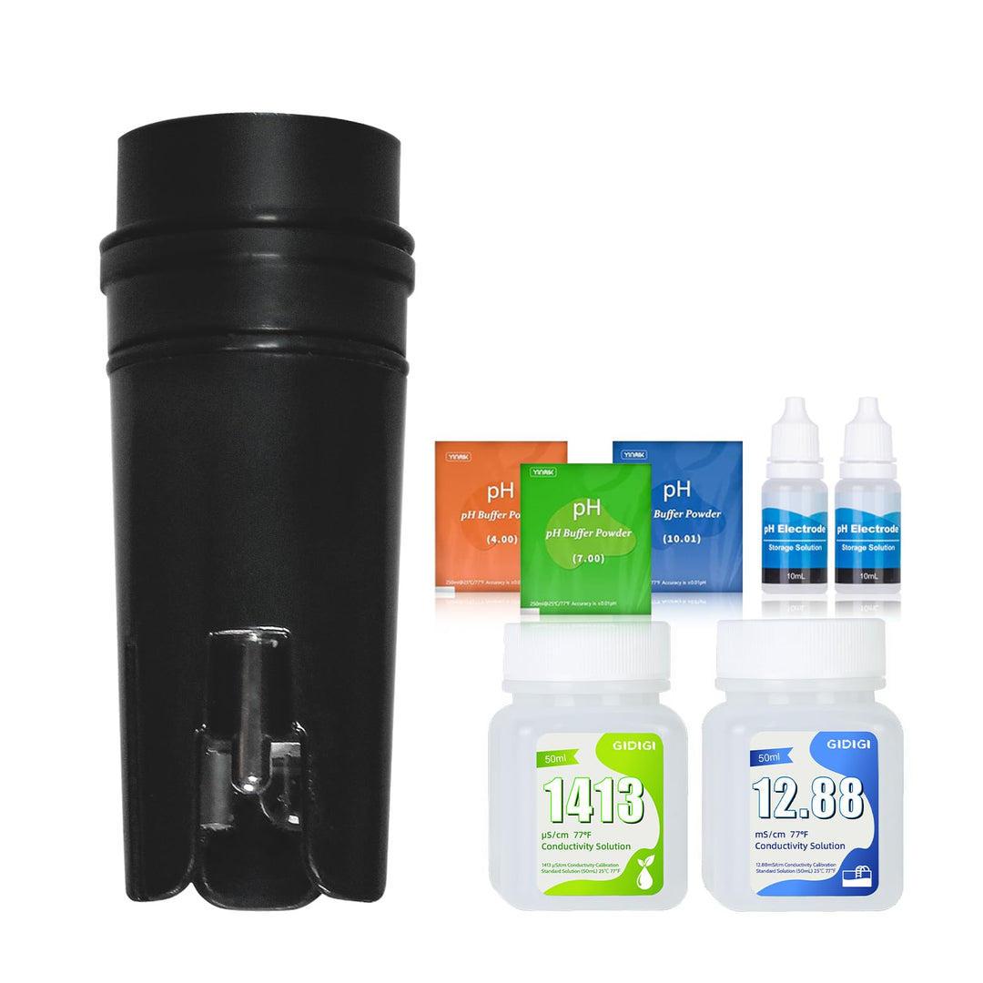 Ersatzelektroden-Set, Schwarze pH-Sonde für 4-in-1- und 5-in-1-pH-Meter, mit Kalibrierflüssigkeit 14