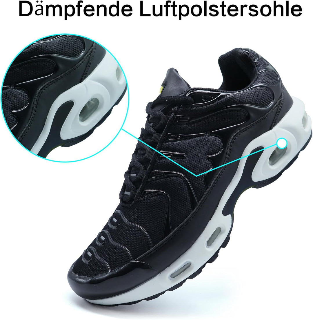 Procity Unisex Damen Herren Dämpfung Sneaker Sportschuhe leichte Laufschuhe 38 EU Schwarz, 38 EU Sch