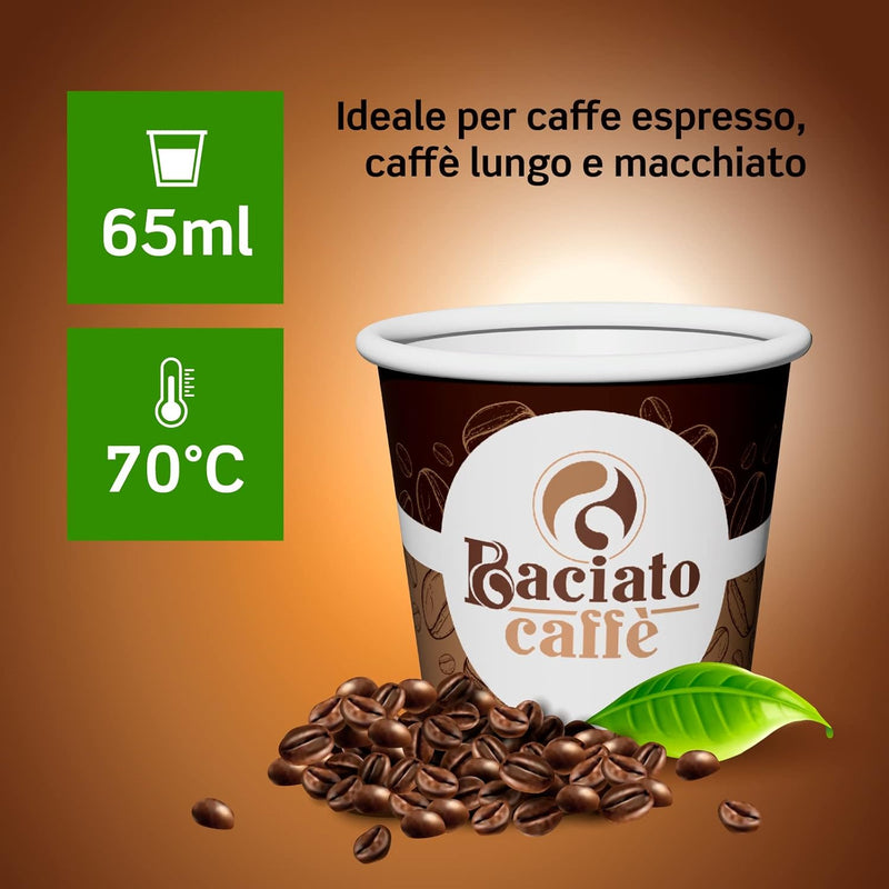 1000 Gläser aus Papier, für Kaffee, 65 ml, biologisch abbaubar, Einweg-Made in Italy, Asporto-Gläser