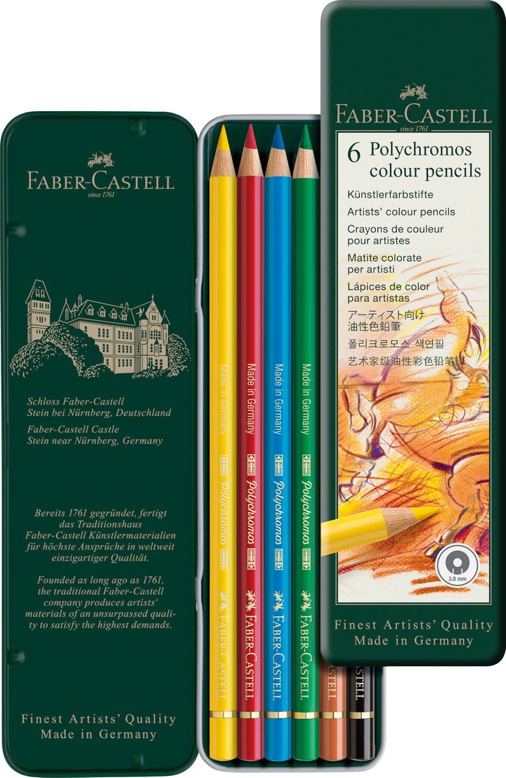 Faber-Castell 110096 Farbstifte Polychromos 24er Metalletui und Bleistift 9000 jumbo Set