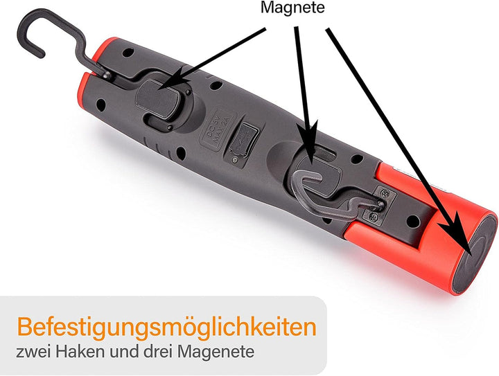 NCC-Licht LED Akku Arbeitsleuchte 2 in 1 Handlampe und Werkstattleuchte 3W SMD Kaltweiss 6500K