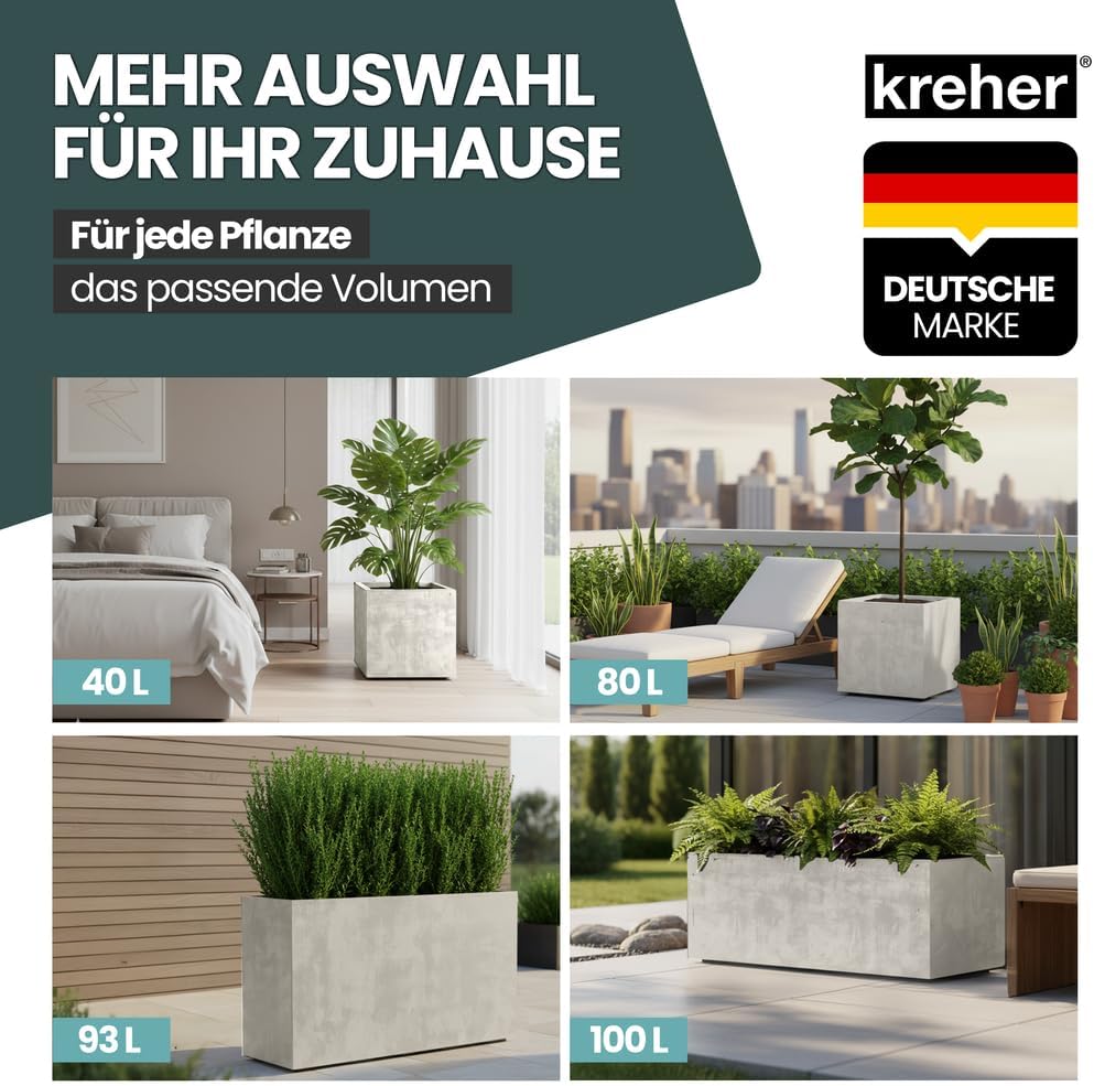 Kreher XL Pflanzkasten Millennium in verschiedenen Formaten und Farben. Tolle Naturstein Optik in Br