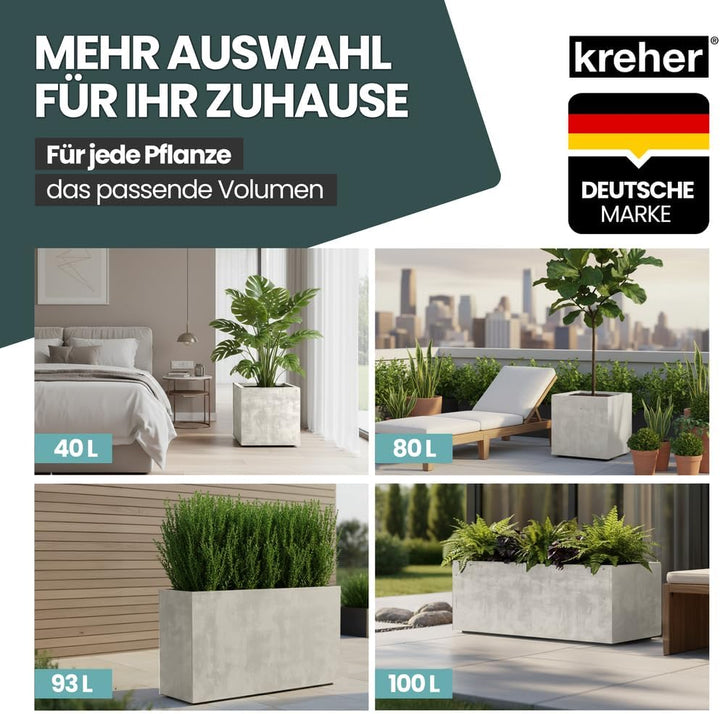 Kreher XL Pflanzkasten Millennium in verschiedenen Formaten und Farben. Tolle Naturstein Optik in Br