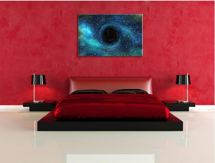 Pixxprint Schwarzes Loch im Weltall als Leinwandbild/Grösse: 100x70 cm/Wandbild/Kunstdruck/fertig be