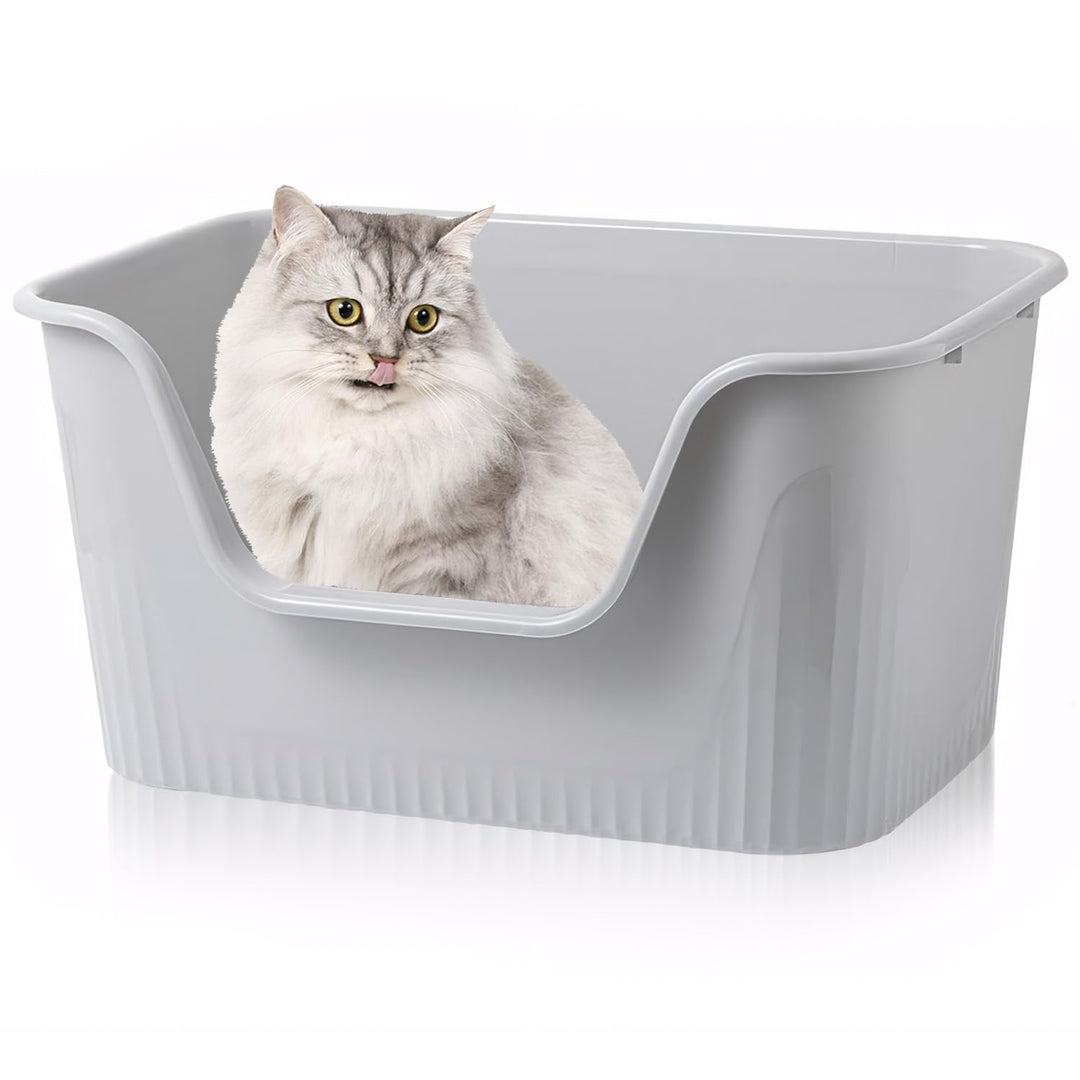 Katzenklo Gross 64x45x33cm, Katzenklo Hoher Rand Ohne Deckel, Katzentoiletten Offen, Spritzwasserges