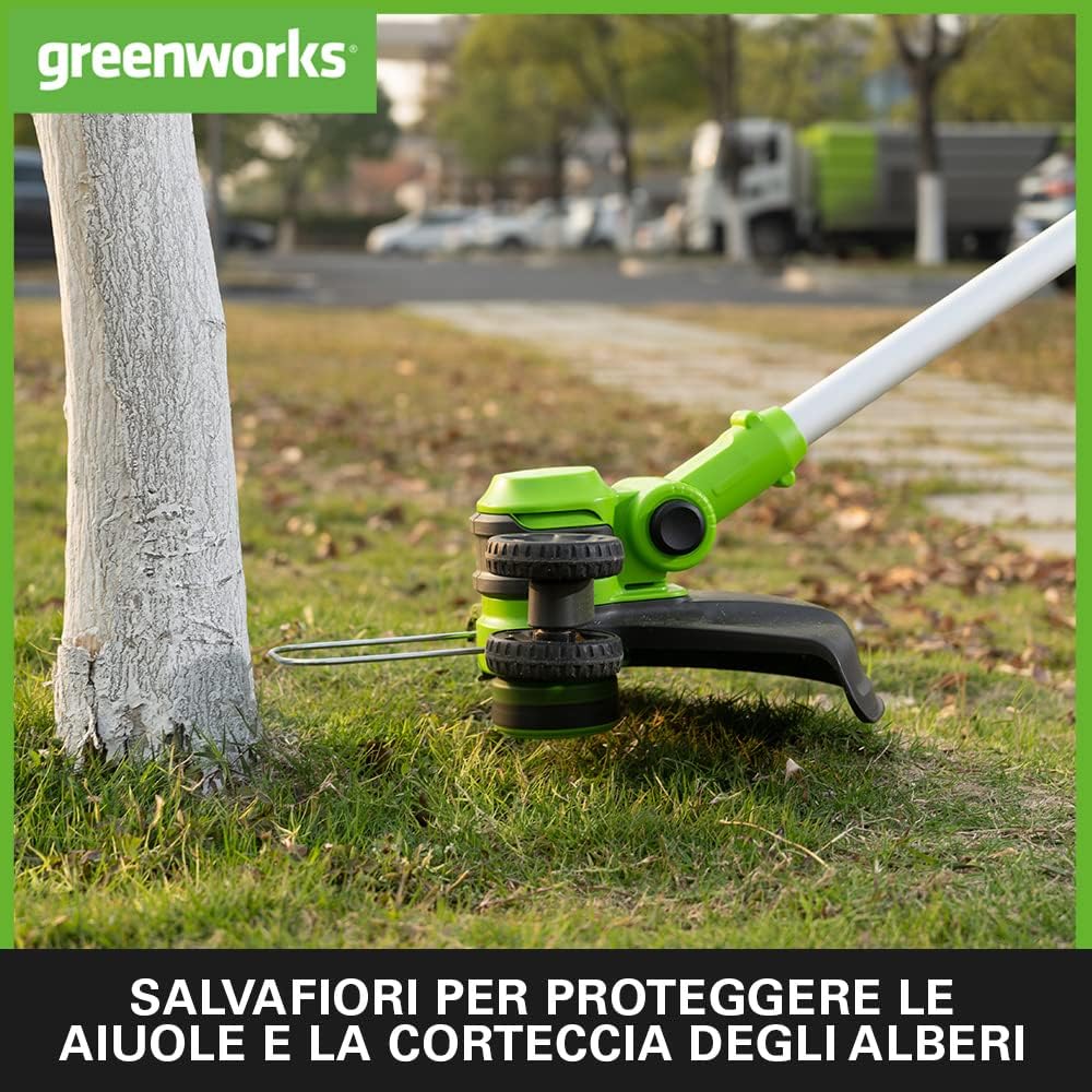 Greenworks 40V Akku Rasentrimmer & Kantenschneider mit Rad für klein-mittelgrosse Gärten, 33m Schnit