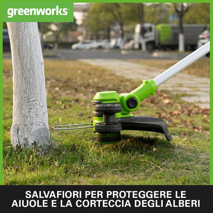 Greenworks 40V Akku Rasentrimmer & Kantenschneider mit Rad für klein-mittelgrosse Gärten, 33m Schnit