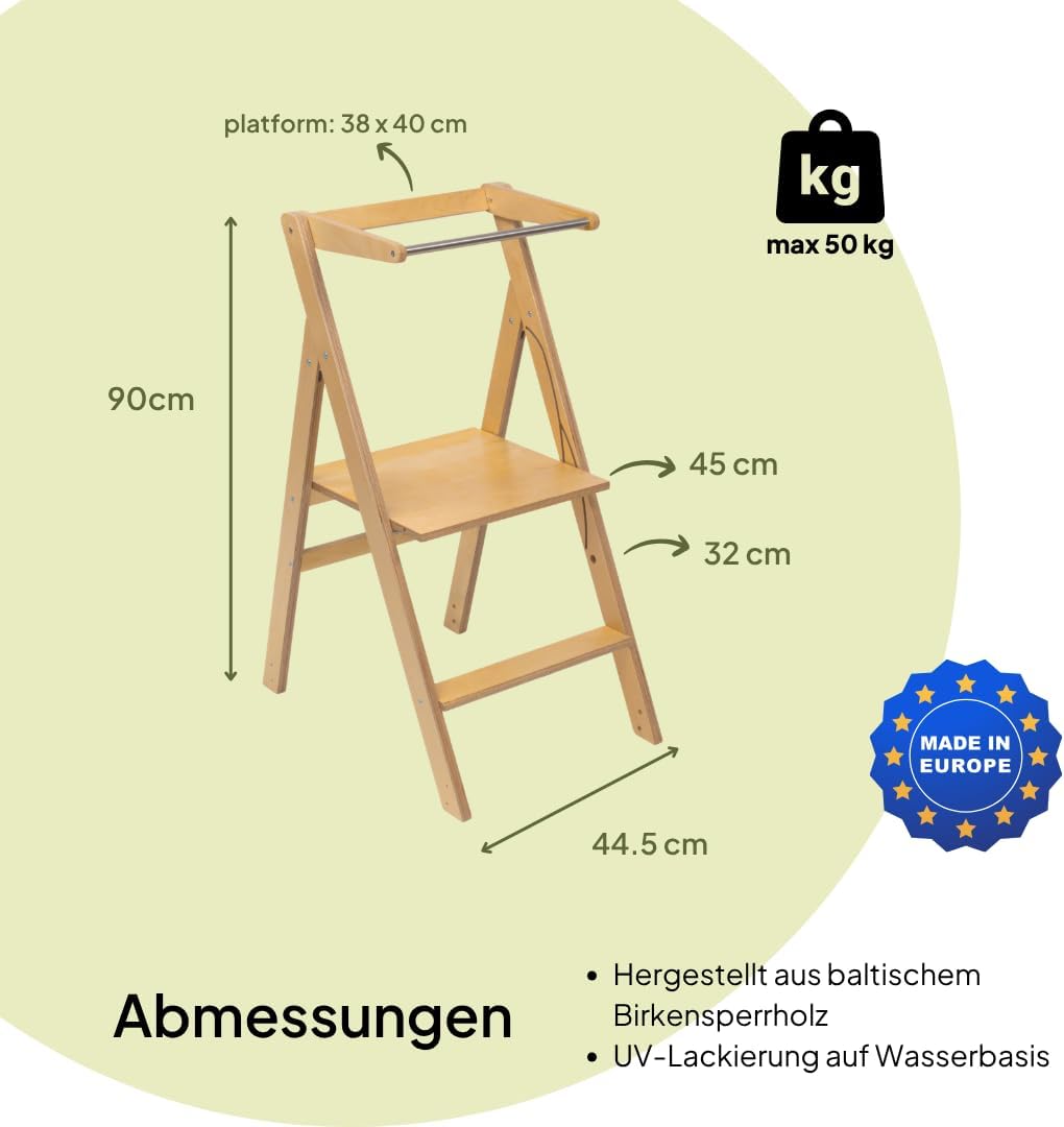 Ette Tete Faltbarer Lernturm mit Verstellbarer Höhe STEP&