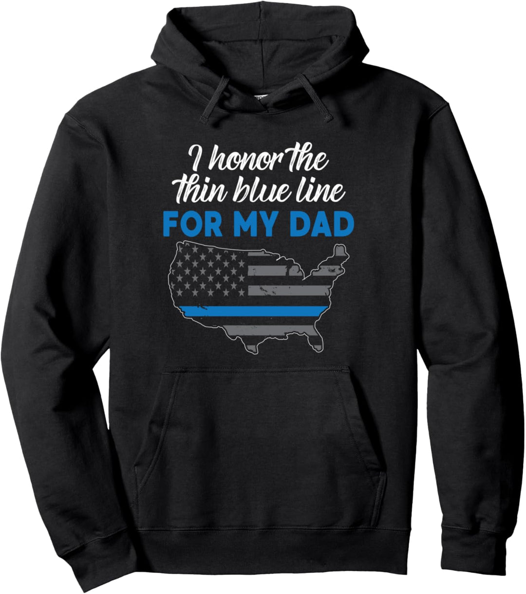 Ich ehre die dünne blaue Linie für meinen Vater US-Cop mit amerikanischer Flagge Pullover Hoodie